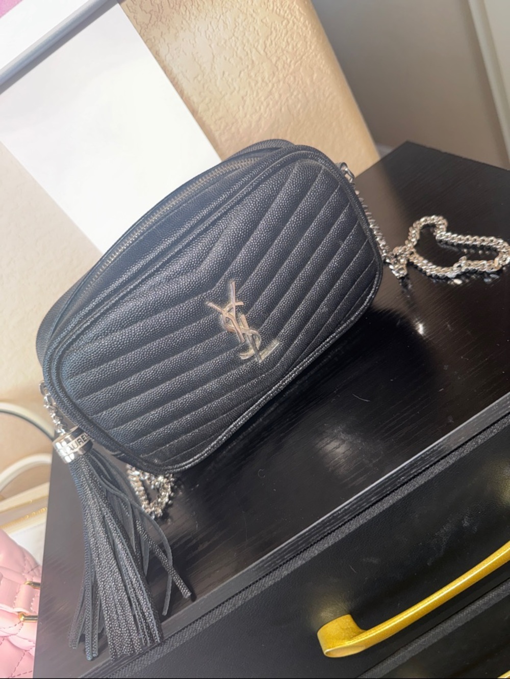Saint Laurent Black Quilted Leather Crossbody Camera Bag with Tassel - Picture 3 of 6